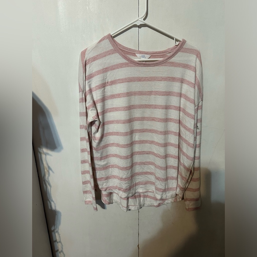 Time and Tru Pink and White Stripped Medium Long Sleeve Top